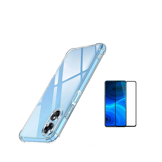 Kit Capa Traseira Super Proteção Transparente + Película de Vidro Temperado GorilasGlass Phonecare para Oppo A38 4G - Transparente