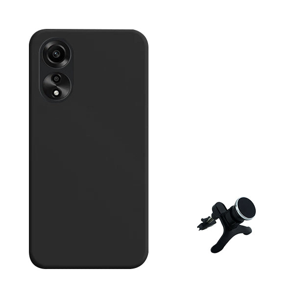 Kit Suporte Magnético Com Pernas + Capa Proteção Traseira Silicone GIFT4ME para Oppo A78 4G - Preto