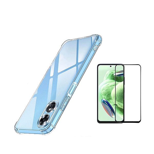 Kit Capa Traseira Super Proteção Transparente + Película de Vidro Temperado GorilasGlass GIFT4ME para Oppo A58 4G - Transparente