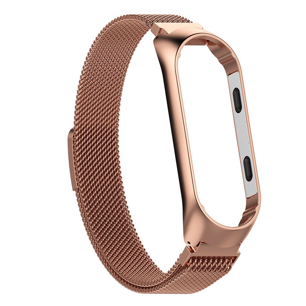 Bracelete Milanese Com Fecho Magnético para Xiaomi Mi Band 7 - Rosa Ouro