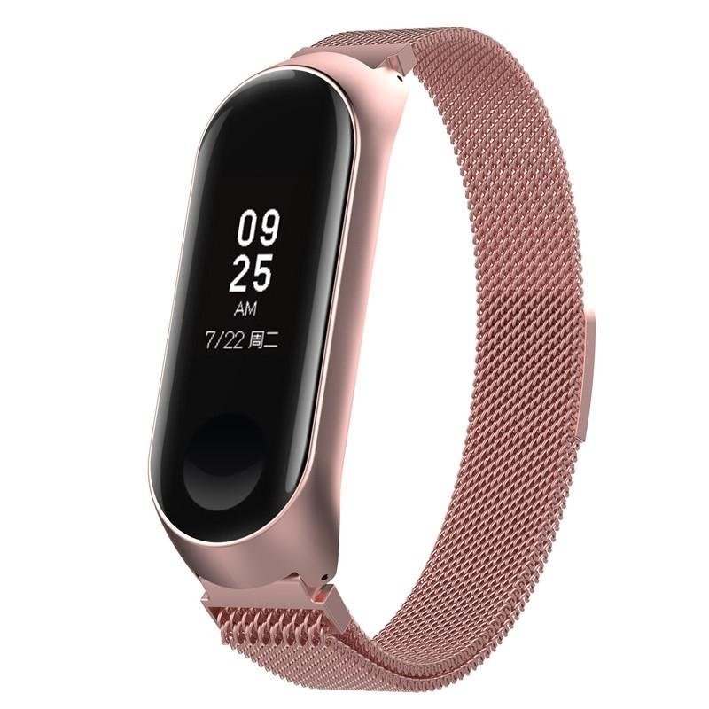 Bracelete Milanese Com Fecho Magnético para Xiaomi Mi Band 7 - Rosa