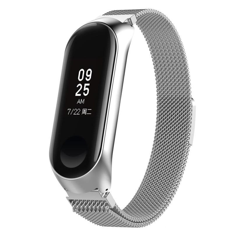 Bracelete Milanese Com Fecho Magnético para Xiaomi Mi Band 7 - Cinza
