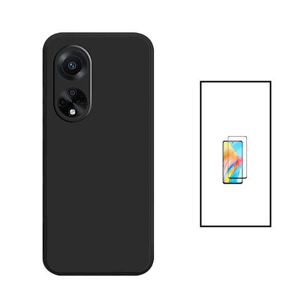 Kit Película de Vidro Temperado GorilasGlass + Capa Proteção Traseira Silicone para Oppo A1 5G - Preto