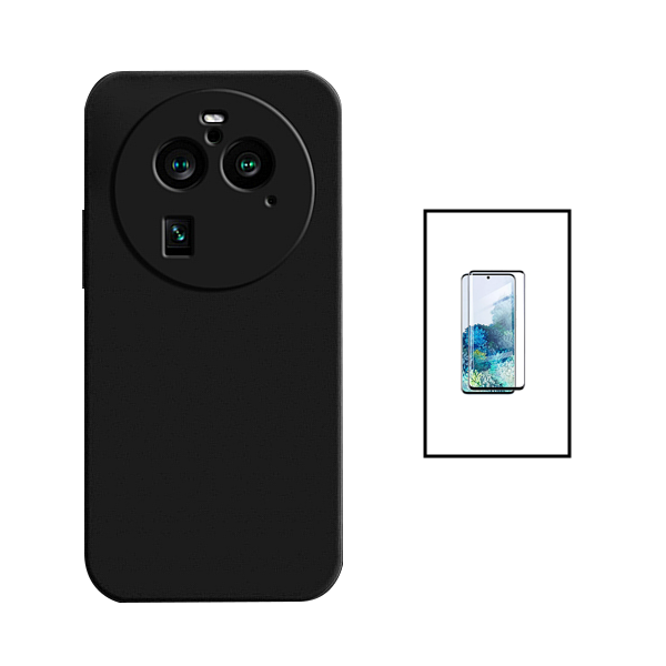 Kit Película de Vidro Temperado GorilasGlass Curvado + Capa Proteção Traseira Silicone para Oppo Find X6 Pro - Preto