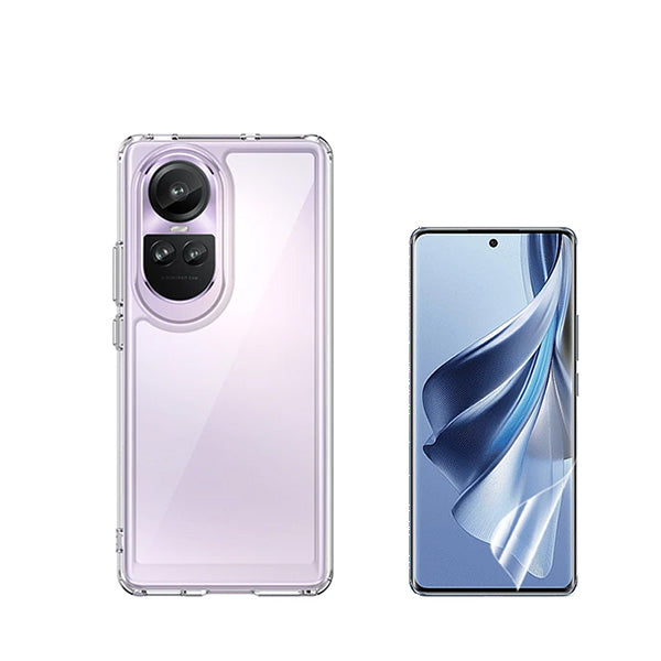 Kit Capa Traseira Super Proteção + Película de Hydrogel GIFT4ME para Oppo Reno 10 - Transparente