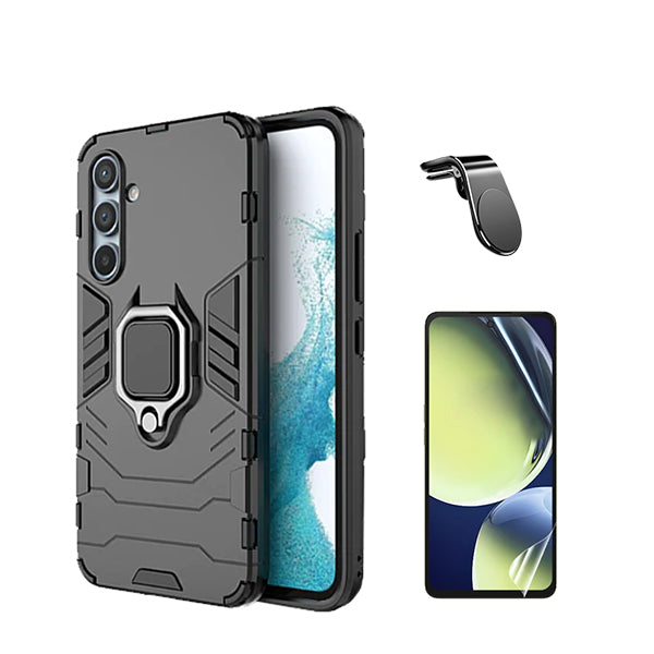 Kit Película Protectora de Hydrogel Frente + Capa de Proteção Militar Magnética + Suporte Magnético L Phonecare para Samsung Galaxy S23 FE - Preto