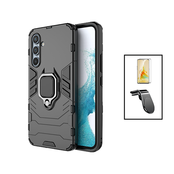 Kit Película de Vidro Temperado GorilasGlass + Capa de Proteção Militar Magnética + Suporte de Carro Magnético L para Samsung Galaxy A54 5G - Preto