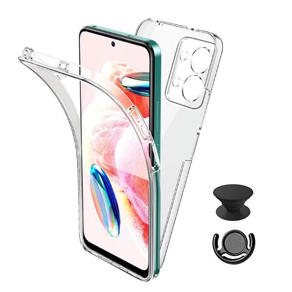 Kit Capa 360° Proteção Frente e Verso + 1 HandHolder + 1 Suporte HandHolder Preto GIFT4ME para Xiaomi Redmi Note 13 5G - Transparente/Preto