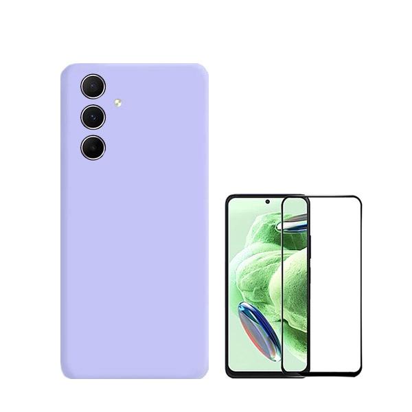 Kit Película de Vidro Temperado GorilasGlass + Capa Proteção Traseira Silicone GIFT4ME para Samsung Galaxy A55 5G - Roxo