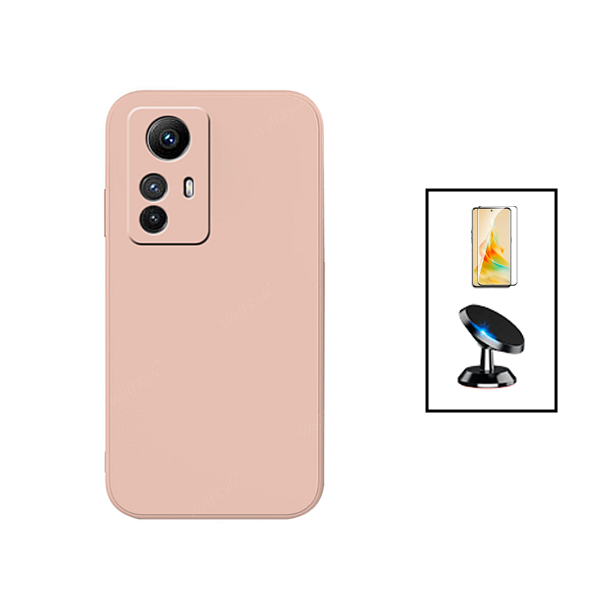 Kit Película de Vidro Temperado GorilasGlass + Capa Proteção Traseira Silicone + Suporte Magnético para Xiaomi Redmi Note 12S - Rosa