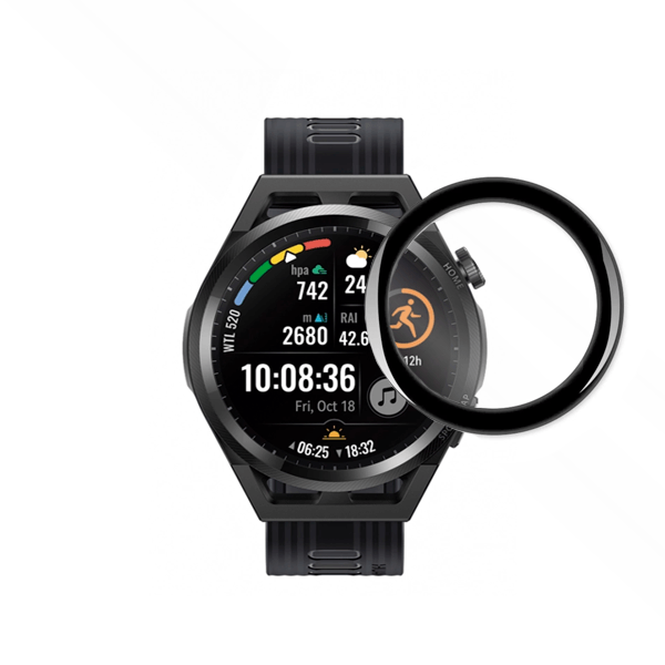 Película Protectora de Ecrã Gel Full Cover Com Bordas Pretas para Huawei Watch GT Runner - Transparente