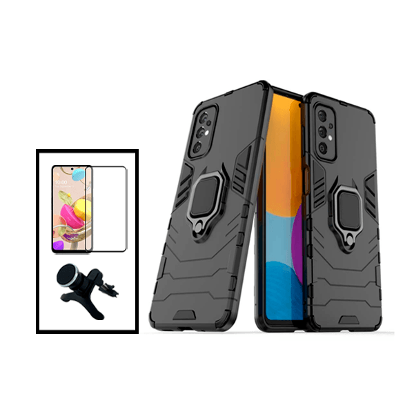 Kit Película de Vidro Temperado GorilasGlass + Capa de Proteção Militar Magnética + Suporte Magnético Com Pernas para Samsung Galaxy A53 5G - Preto
