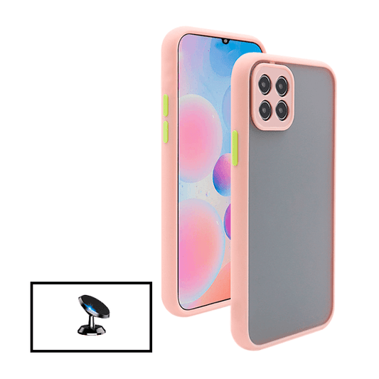 Kit Capa Traseira Proteção Camara + Suporte Magnético para Samsung Galaxy A22 5G - Rosa