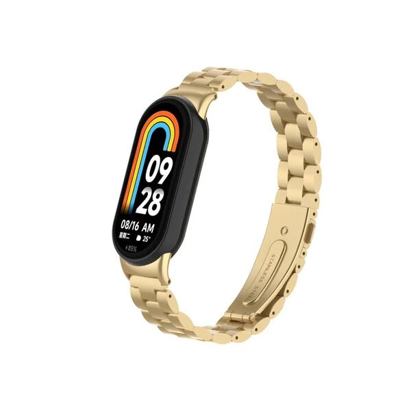 Bracelete de Aço + Ferramenta para Xiaomi Mi Band 8 - Ouro