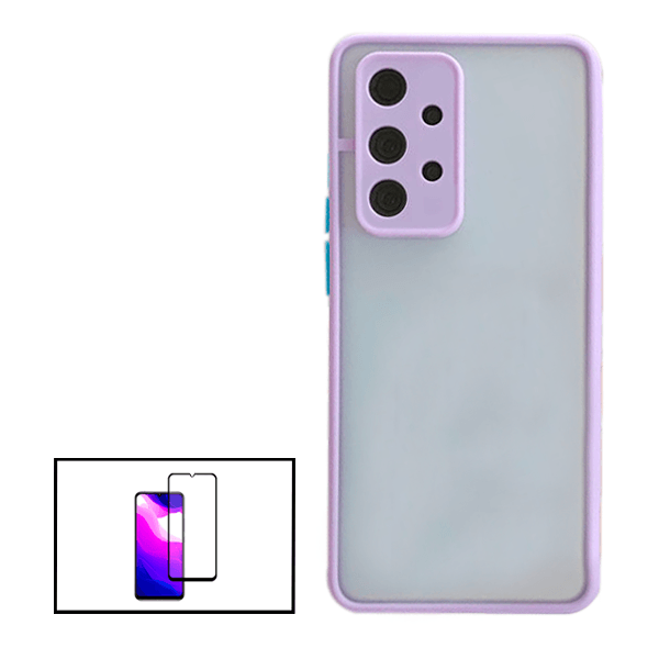 Kit Capa Traseira Proteção Camara + Película de Vidro Temperado GorilasGlass para Samsung Galaxy A32 5G - Roxo