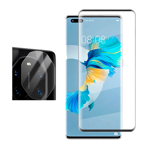 Kit Película Protectora para Câmara Traseira + Película de Vidro Temperado GorilasGlass para Huawei Mate 40 RS Porsche