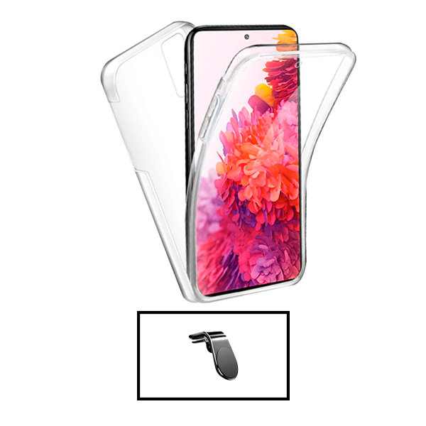 Kit Capa 360° Proteção Frente e Verso + Suporte Magnético L para Xiaomi Redmi Note 11 Pro 5G - Transparente/Branco