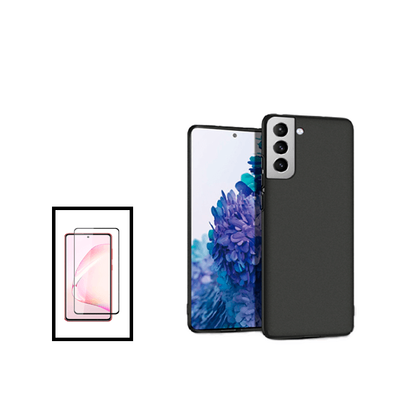 Kit Película de Vidro Temperado GorilasGlass + Capa Rígida e Fina para Samsung Galaxy S21 FE 5G - Preto