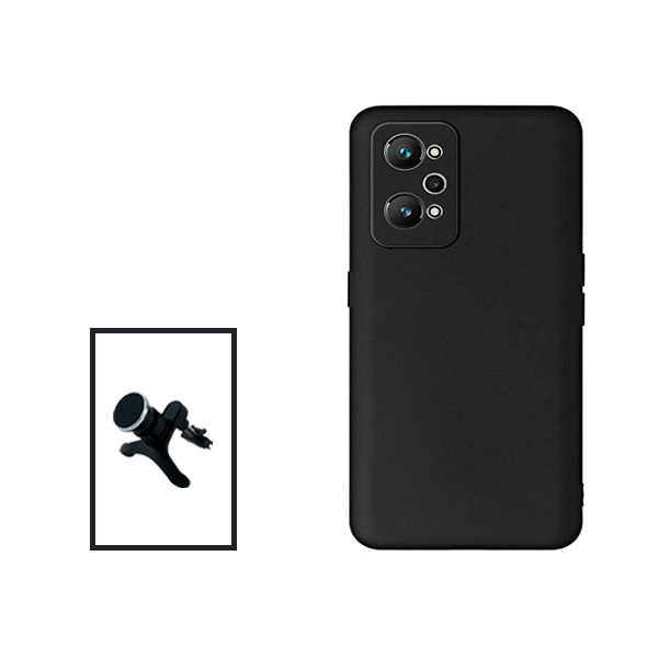 Kit Suporte Magnético Com Pernas + Capa Proteção Traseira Silicone para Realme GT Neo2 - Preto