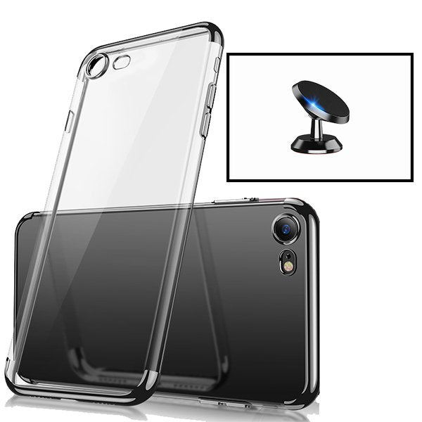 Kit Suporte Magnético + Capa Proteção Traseira Super Slim para Apple iPhone SE 2022 - Preto