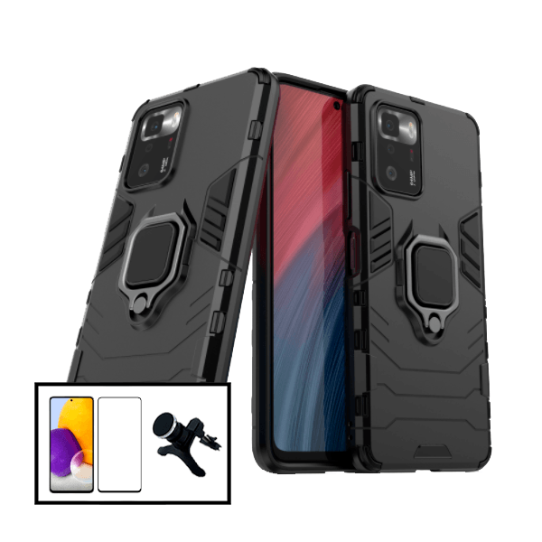 Kit Película de Vidro Temperado GorilasGlass + Capa de Proteção Militar Magnética + Suporte Magnético Com Pernas para Xiaomi Poco X3 GT