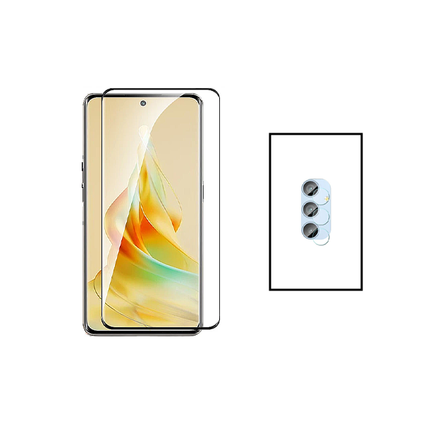 Kit Película Protectora para Câmara Traseira + Película de Vidro Temperado GorilasGlass para Samsung Galaxy M54 5G - Transparente/Preto
