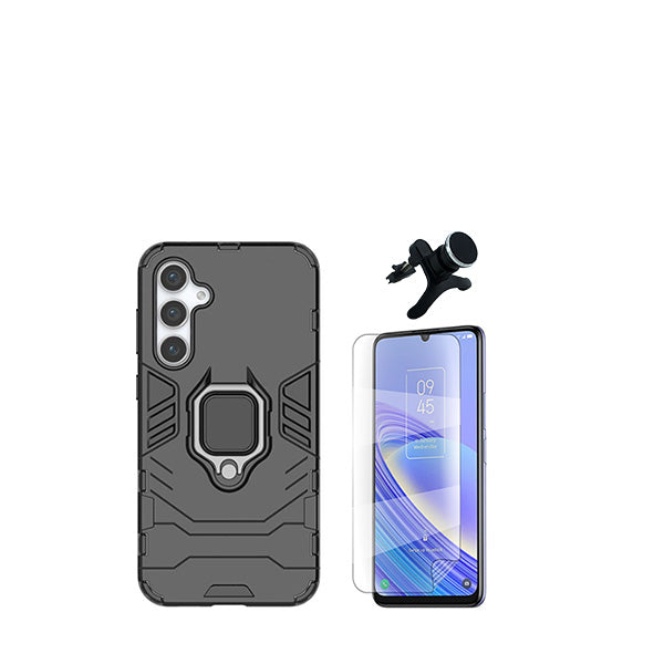Kit Película Protectora de Hydrogel Frente + Capa de Proteção Militar Magnética + Suporte Magnético Com Pernas GIFT4ME para Samsung Galaxy A15 - Preto