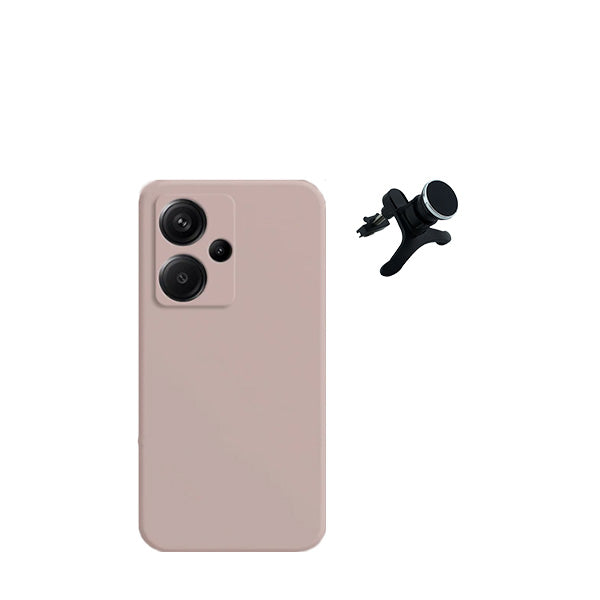 Kit Suporte Magnético Com Pernas + Capa Proteção Traseira Silicone GIFT4ME para Xiaomi Redmi Note 13 Pro+ Plus - Rosa
