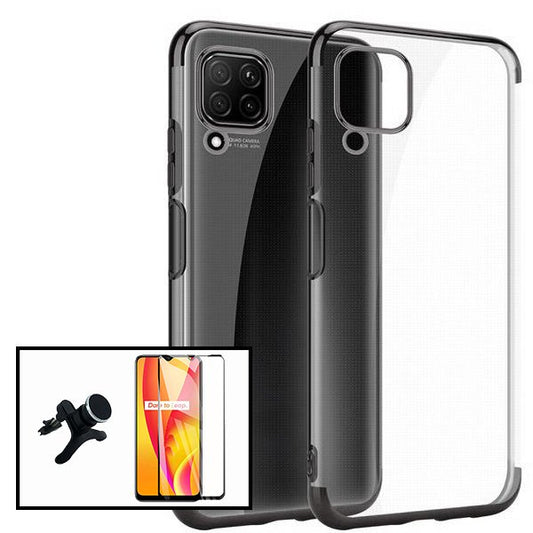 Kit Película de Vidro Temperado GorilasGlass + Capa Proteção Traseira Super Slim + Suporte Magnético Com Pernas para Samsung Galaxy M12 - Preto