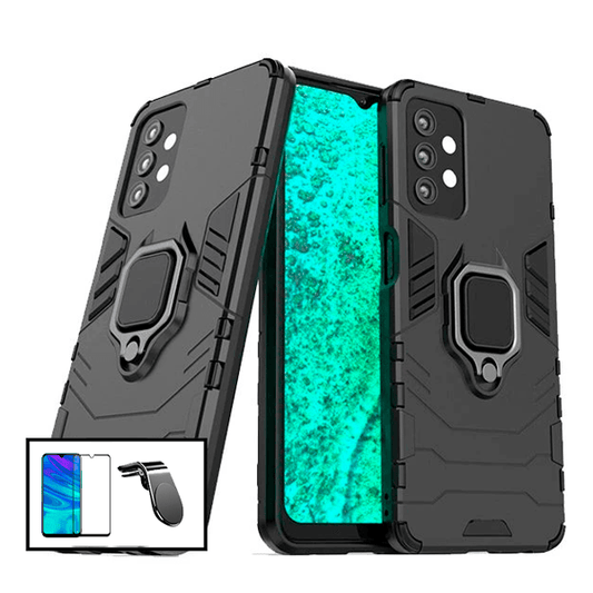 Kit Película de Vidro Temperado GorilasGlass + Capa de Proteção Militar Magnética + Suporte de Carro Magnético L para Samsung Galaxy A52