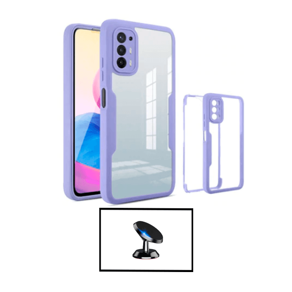 Kit Capa 360° Proteção Frente e Verso + Suporte Magnético para Oppo A94 5G - Lilás