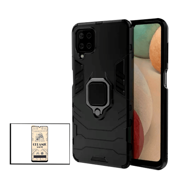 Kit Vidro Temperado Ceramica Full Cover + Capa de Proteção Militar Magnética para Samsung Galaxy M42 5G