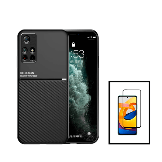 Kit Capa Traseira Magnética Anti Choque + Película de Vidro Temperado GorilasGlass para Xiaomi Poco M4 Pro - Preto