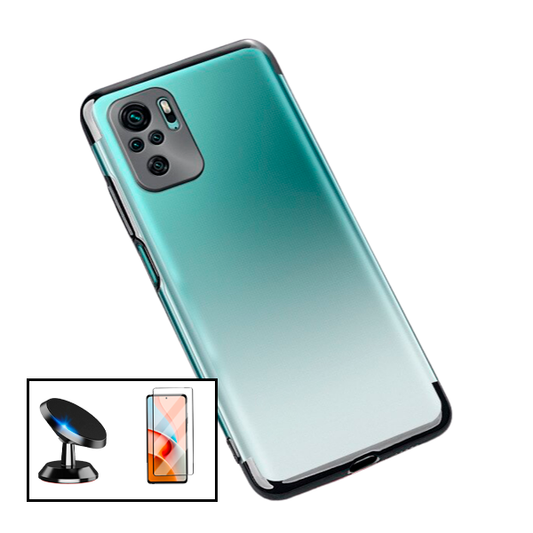 Kit Película de Vidro Temperado GorilasGlass + Capa Proteção Traseira Super Slim + Suporte Magnético para Xiaomi Redmi Note 10 Pro+ - Preto