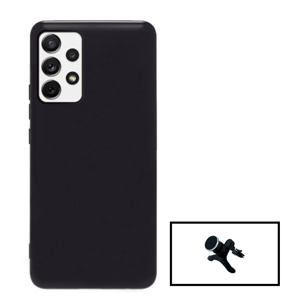 Kit Suporte Magnético Com Pernas + Capa Proteção Traseira Silicone para Samsung Galaxy A23 - Preto