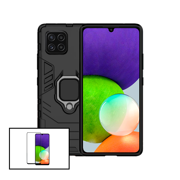 Kit Película de Vidro Temperado GorilasGlass + Capa de Proteção Militar Magnética para Samsung Galaxy M22