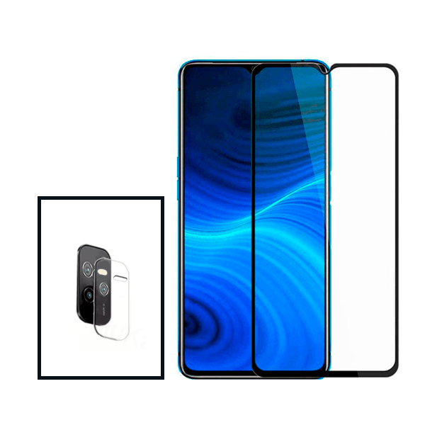 Kit Película Protectora para Câmara Traseira + Película de Vidro Temperado GorilasGlass para Realme C35 - Transparente/Preto