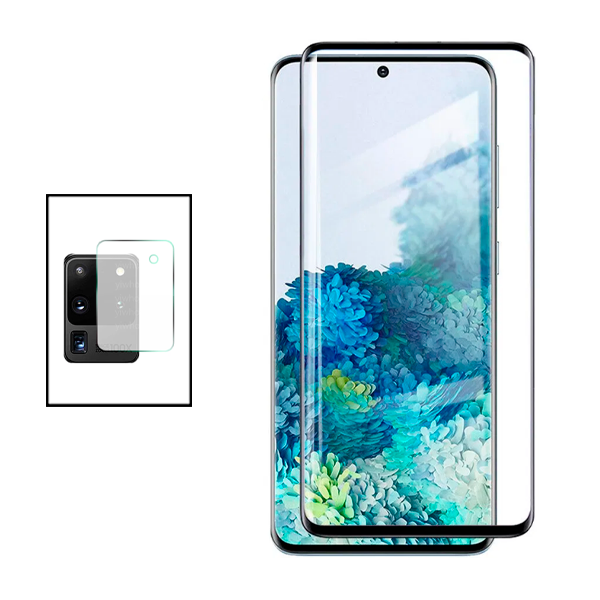 Kit Película Protectora para Câmara Traseira + Película de Vidro Temperado GorilasGlass para Samsung Galaxy S20 Ultra - Curvado