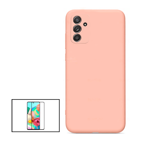Kit Película de Vidro Temperado GorilasGlass + Capa Proteção Traseira Silicone para Samsung Galaxy M52 5G - Rosa