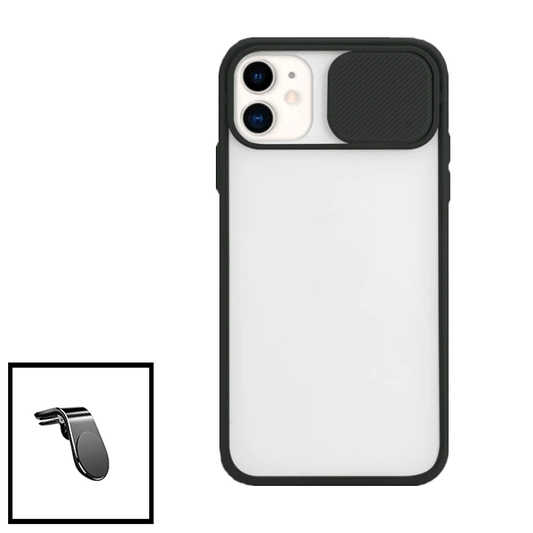Kit Capa Proteção Camara Deslizante + Suporte Magnético L para Apple iPhone SE 2022 - Preto