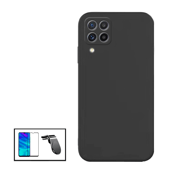 Kit Película de Vidro Temperado GorilasGlass + Capa Proteção Traseira Silicone + Suporte de Carro Magnético L para Samsung Galaxy M22
