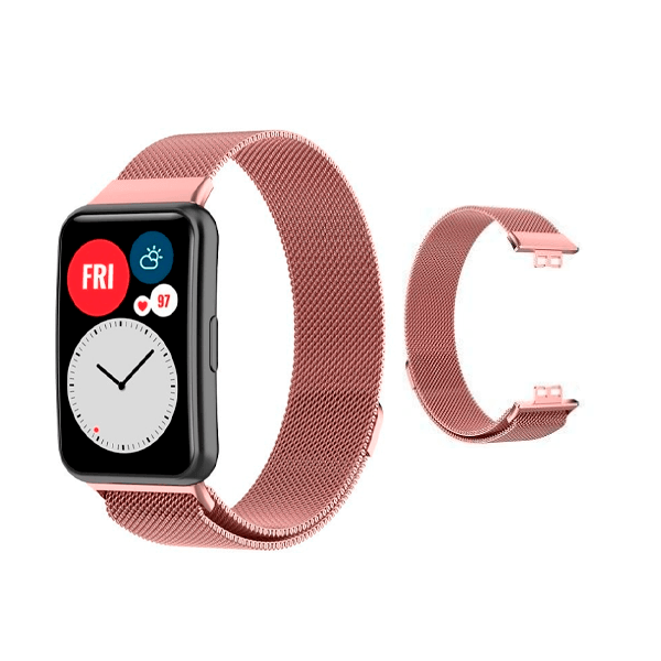Bracelete Milanese Com Fecho Magnético para Huawei Watch FIT mini - Rosa