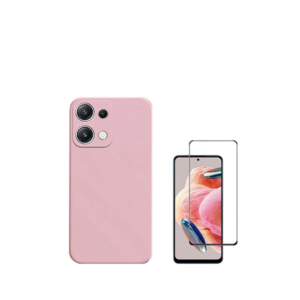 Kit Película de Vidro Temperado GorilasGlass + Capa Proteção Traseira Silicone GIFT4ME para Xiaomi Redmi Note 13 4G - Rosa