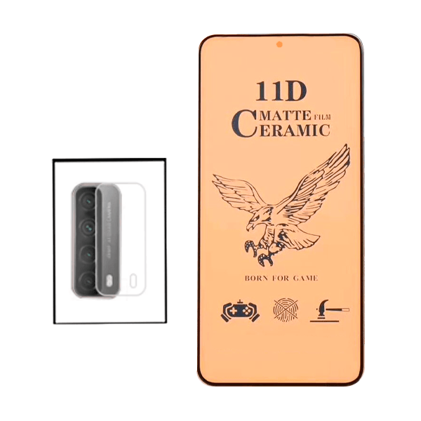 KIT Vidro Temperado Ceramica Full Cover + Película Protectora para Câmara Traseira para Huawei Y7a