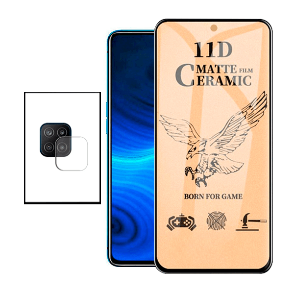 KIT Vidro Temperado Ceramica Full Cover + Película Protectora para Câmara Traseira Samsung Galaxy F62