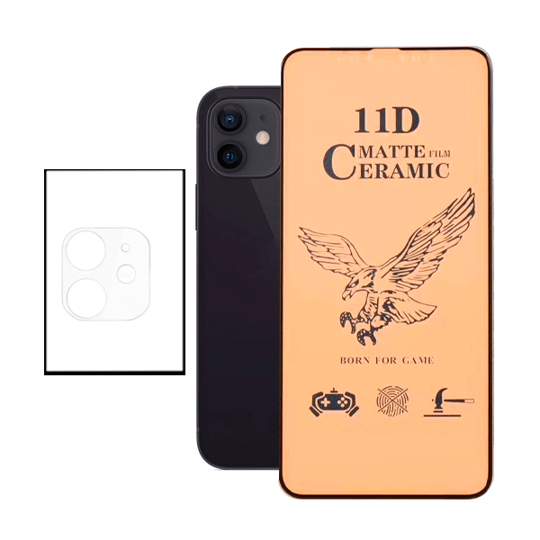 KIT Vidro Temperado Ceramica Full Cover + Película Protectora para Câmara Traseira iPhone 12 Pro