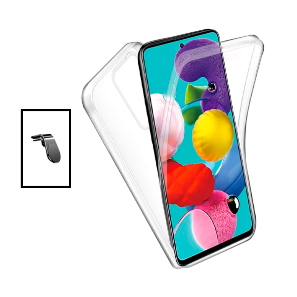Kit Capa 360° Proteção Frente e Verso + Suporte Magnético L para Samsung Galaxy S20 FE 2022 - Transparente/Branco
