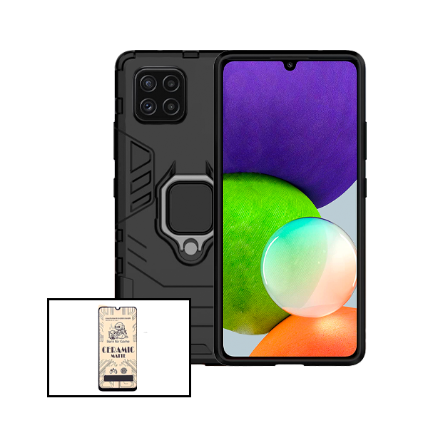 Kit Vidro Temperado Ceramica Full Cover + Capa de Proteção Militar Magnética para Samsung Galaxy M32