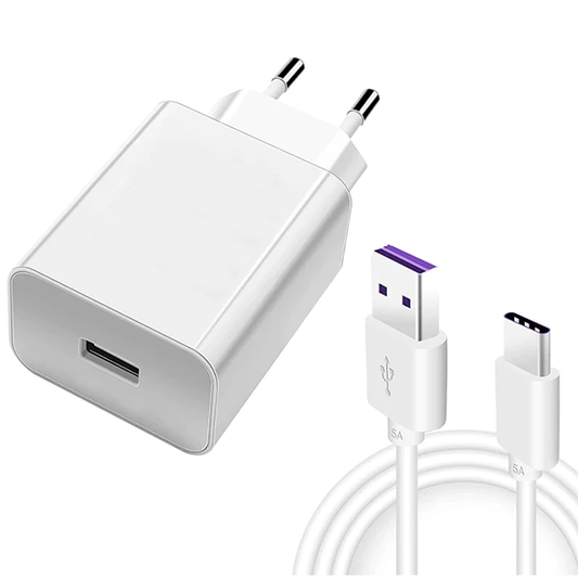 Kit Carregador USB + Cabo Ultra Rápido 40W Super Charge USB to Type C para Huawei