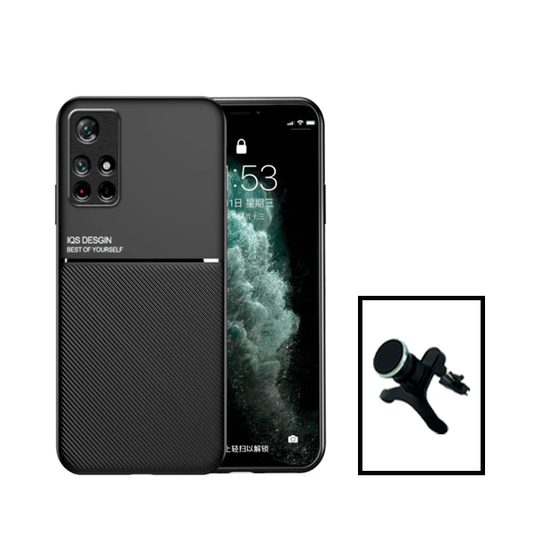 Kit Capa Traseira Magnética Anti Choque + Suporte Magnético Com Pernas para Xiaomi Redmi Note 11 - Preto